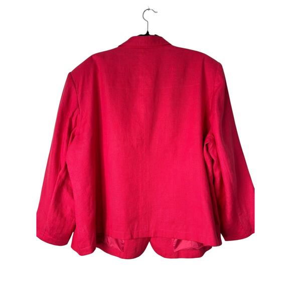 Talbots Irish Linen Blazer Womens Size 24W Hot Pink Lagenlook Career Work Office - Picture 5 of 11